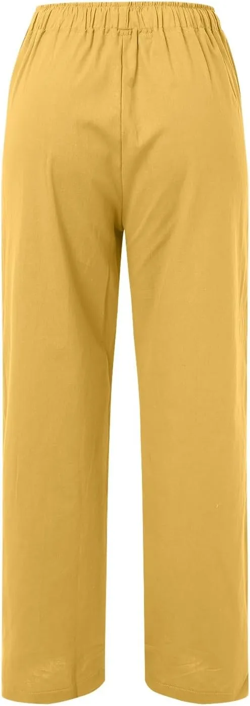 Womens Wide Leg Harem Pants Winter Tight Travel Jeans with Pockets Flare Leggings Elastic Waist