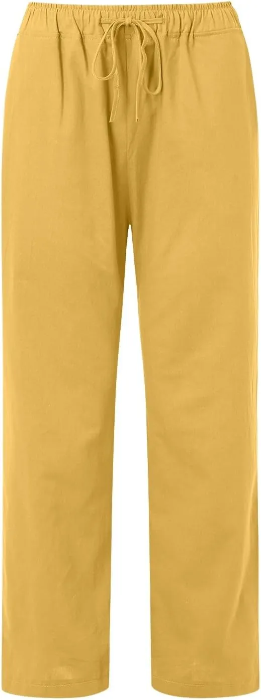 Womens Wide Leg Harem Pants Winter Tight Travel Jeans with Pockets Flare Leggings Elastic Waist