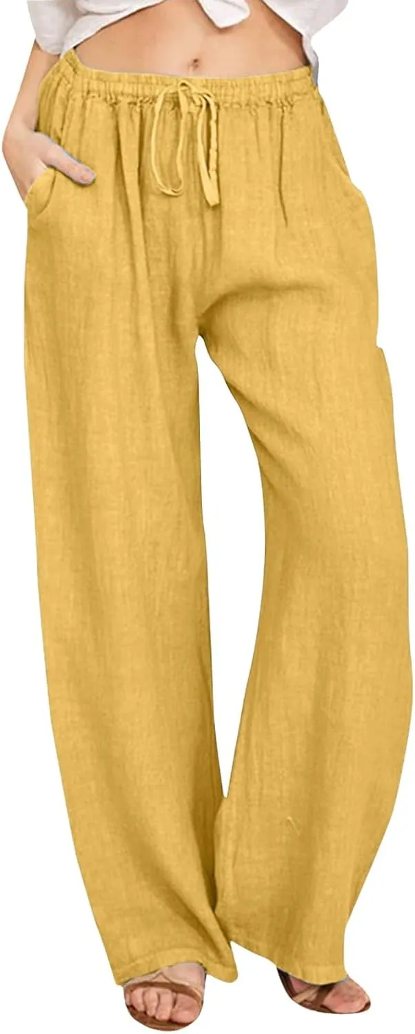 Womens Wide Leg Harem Pants Winter Tight Travel Jeans with Pockets Flare Leggings Elastic Waist