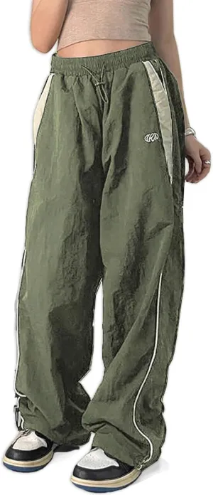 Xineicy Y2K Baggy Pants for Women Vintage Sweatpants Wide Leg Parachute Pants Hip Pop Cargo Pants