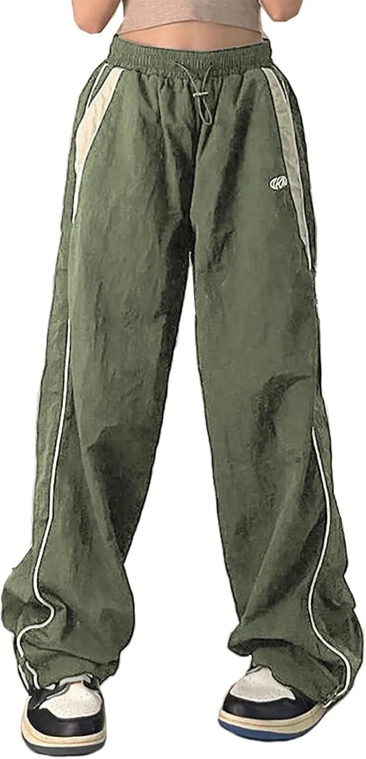 Xineicy Y2K Baggy Pants for Women Vintage Sweatpants Wide Leg Parachute Pants Hip Pop Cargo Pants