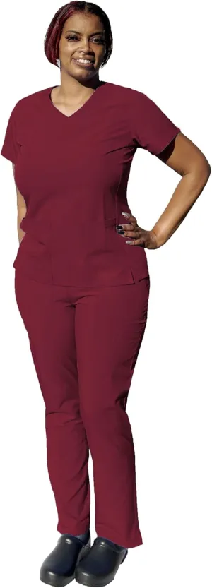 YOGAFLEX Soft & Stretchy Scrub Set for Women. Regular & PETITE. 2-Pocket Top and 5 Pocket Pants. Modern Fit.