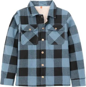 ZENTHACE Toddlers and Kids Boys Girls Sherpa Lined Snap Flannel Shirt Jacket,Cozy Plaid Flannel Shacket (Gender-Neutral)
