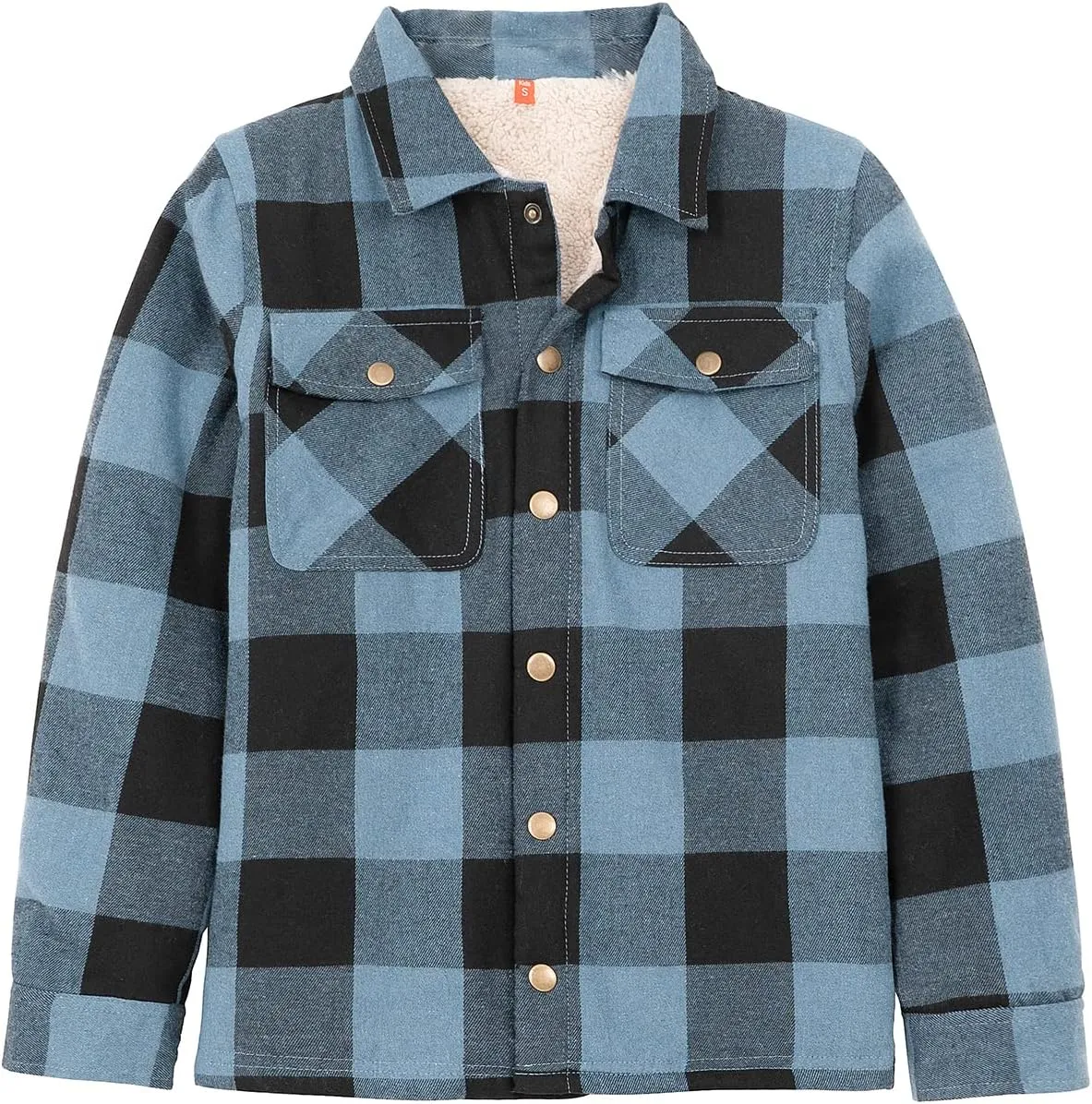 ZENTHACE Toddlers and Kids Boys Girls Sherpa Lined Snap Flannel Shirt Jacket,Cozy Plaid Flannel Shacket (Gender-Neutral)