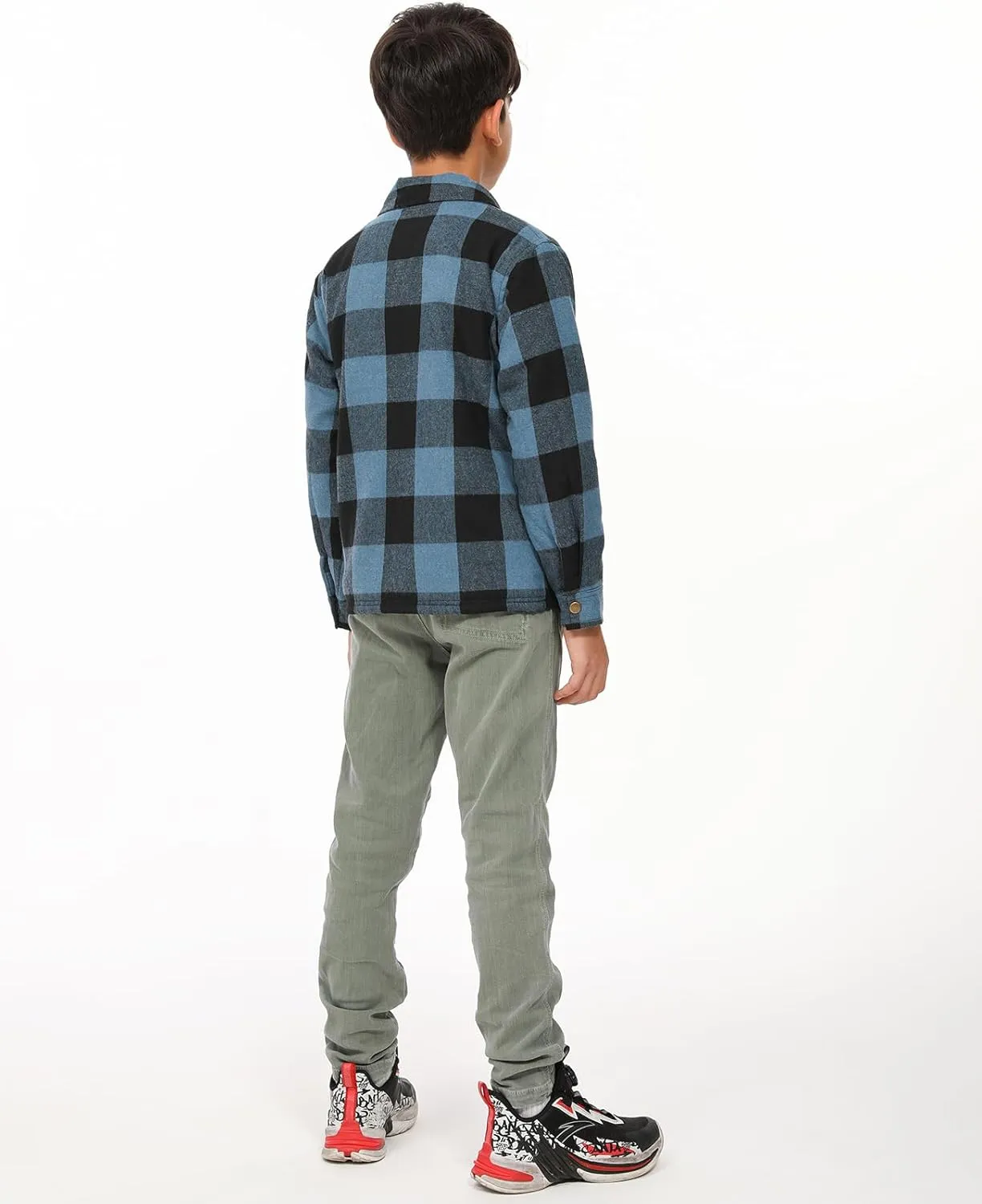 ZENTHACE Toddlers and Kids Boys Girls Sherpa Lined Snap Flannel Shirt Jacket,Cozy Plaid Flannel Shacket (Gender-Neutral)